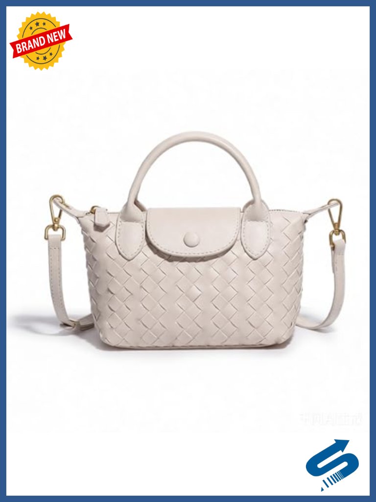 Small Vegan Leather Crossbody Bag Woven Dumpling Handbag Top Handle Shoulder